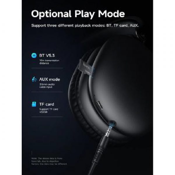 HOCO W35 Max Wireless Bluetooth Headphones-Black - Image 3